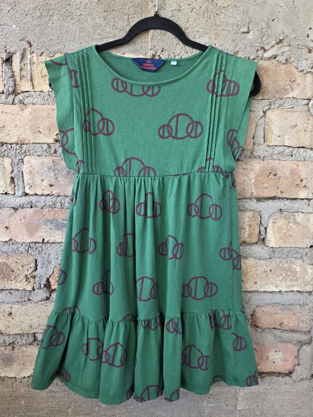 The Animals Observatory Green Graphic Tiered Dress Size 10